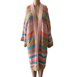 Anthropologie Textured Striped One Size Open Cardigan